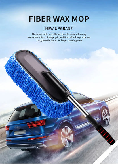 SEAMETAL Car Washing Mop Scalable Handle Dust Remover Wax Brush Microfiber Car Cleaning Kit Soft Hair Duster Brushes Wash Tool