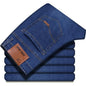 2025 New Business Men's Jeans Casual Straight Stretch Fashion Classic Blue Black Work Denim Pant Trousers Male Clothing