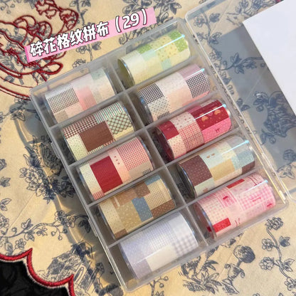 10Rolls Plaid Thousand-Bird Bow  Stars Nail Foils Transfer Paper  Nail Art Stickers  Manicure Set Decal  Nails Decoration