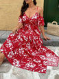 Plus Size Large Size Fashion Floral Print Women's Strap Dress Comfortable Casual Long Skirt Polyester Fabric Commute Style Th...