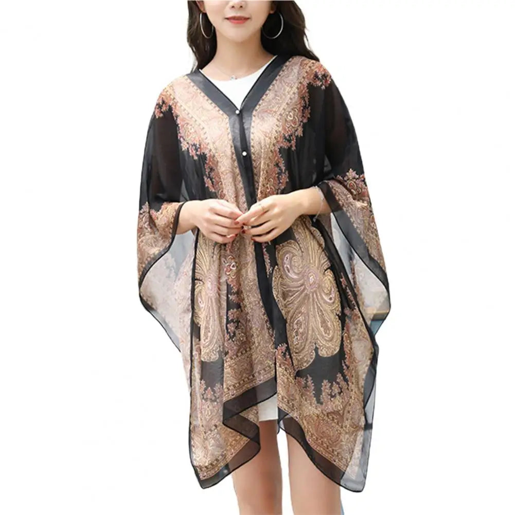 Women Shawl Cashew Print Beads Ladies Loose-fitting Sexy Cover Up for Vacation Woman Scarf Ladies Shawl