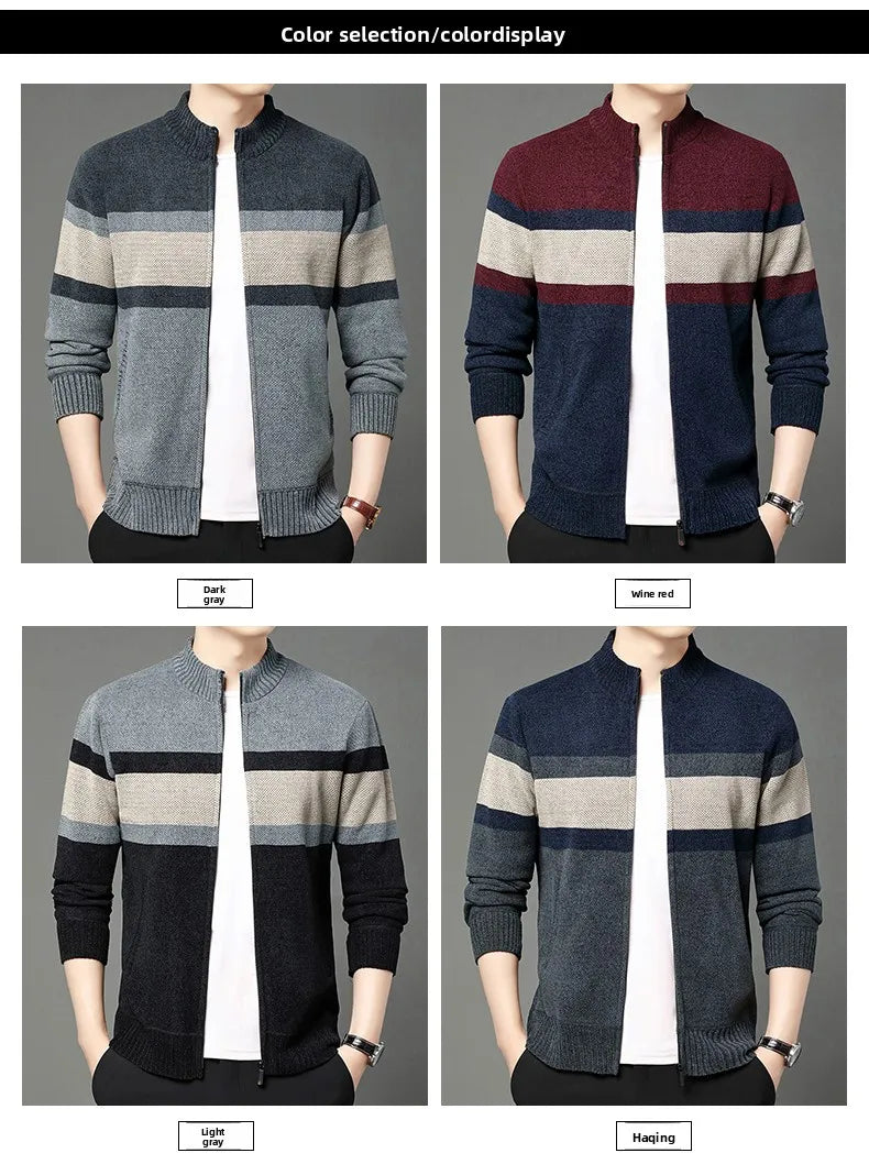 Premium Thick Chenille Fabric Warm New Brand Casual Fashion Stand Collar Men Jacket Streetwear Zipper Autumn Winter Coats