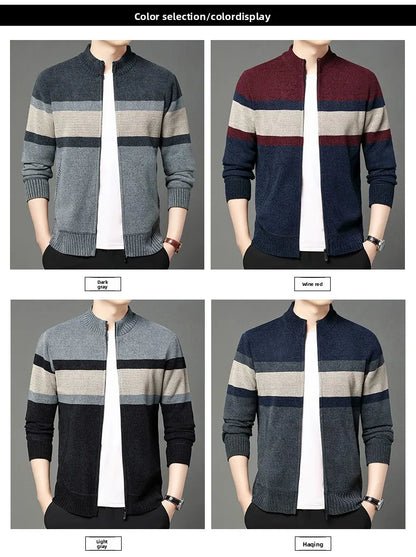 Premium Thick Chenille Fabric Warm New Brand Casual Fashion Stand Collar Men Jacket Streetwear Zipper Autumn Winter Coats