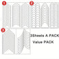 3PCS French Nail Art Stickers White Self-Adhesive Nails Strip Tips Guides for DIY Decoration Stencil Tools ,Fringe Tip Decals