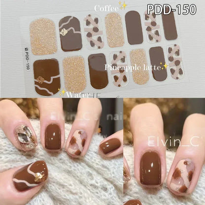 1PC Gel Nail Sticker Patch Slider Flower Gradient Color Back Glue Full Cover Waterproof Gel Nail Sticker UV Lamp Curing Manicur
