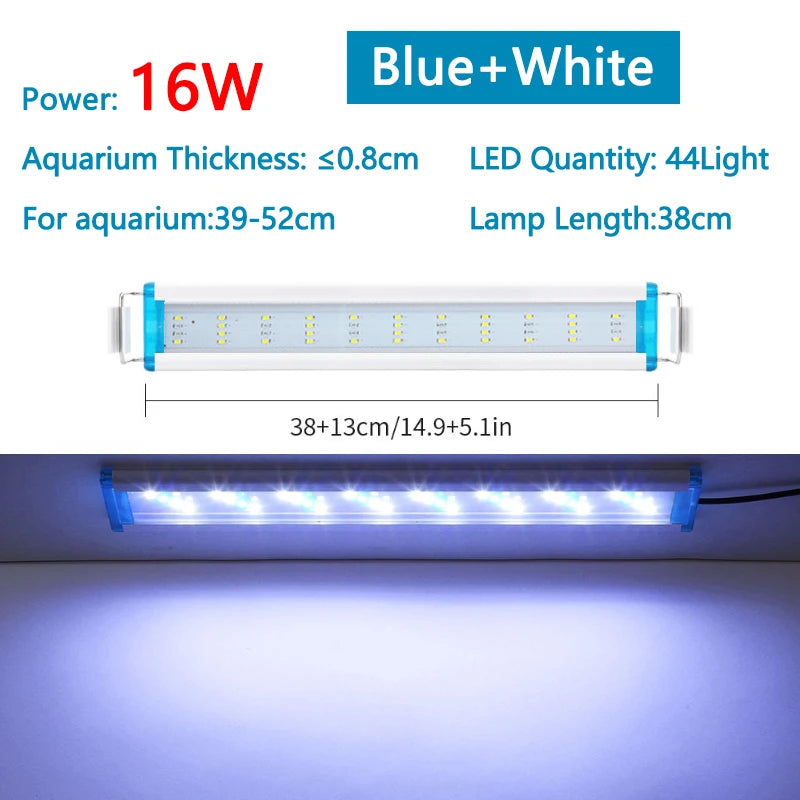 Extensible Waterproof Clip on Lamp For Fish Tank Super Slim Fish Tank Aquatic Plant Grow Aquarium LED Light 18-58cm 220V