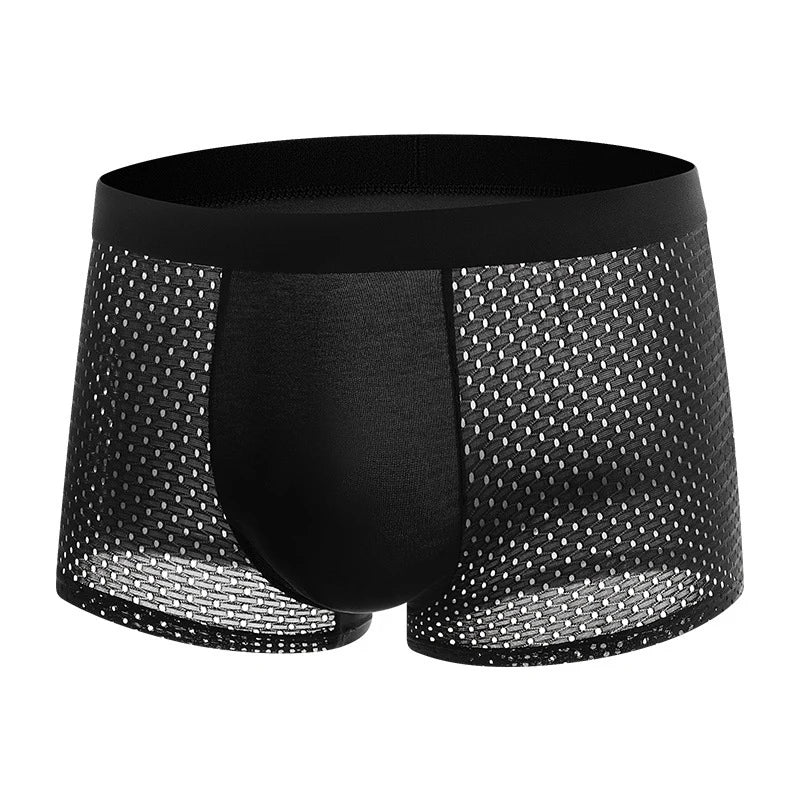 4pcs Men's Underwear Ice Silk Mesh Men Boxershorts Plus Size Panties Solid Sexy Men Boxer Summer Breathable Intimate Underpants