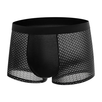 4pcs Men's Underwear Ice Silk Mesh Men Boxershorts Plus Size Panties Solid Sexy Men Boxer Summer Breathable Intimate Underpants