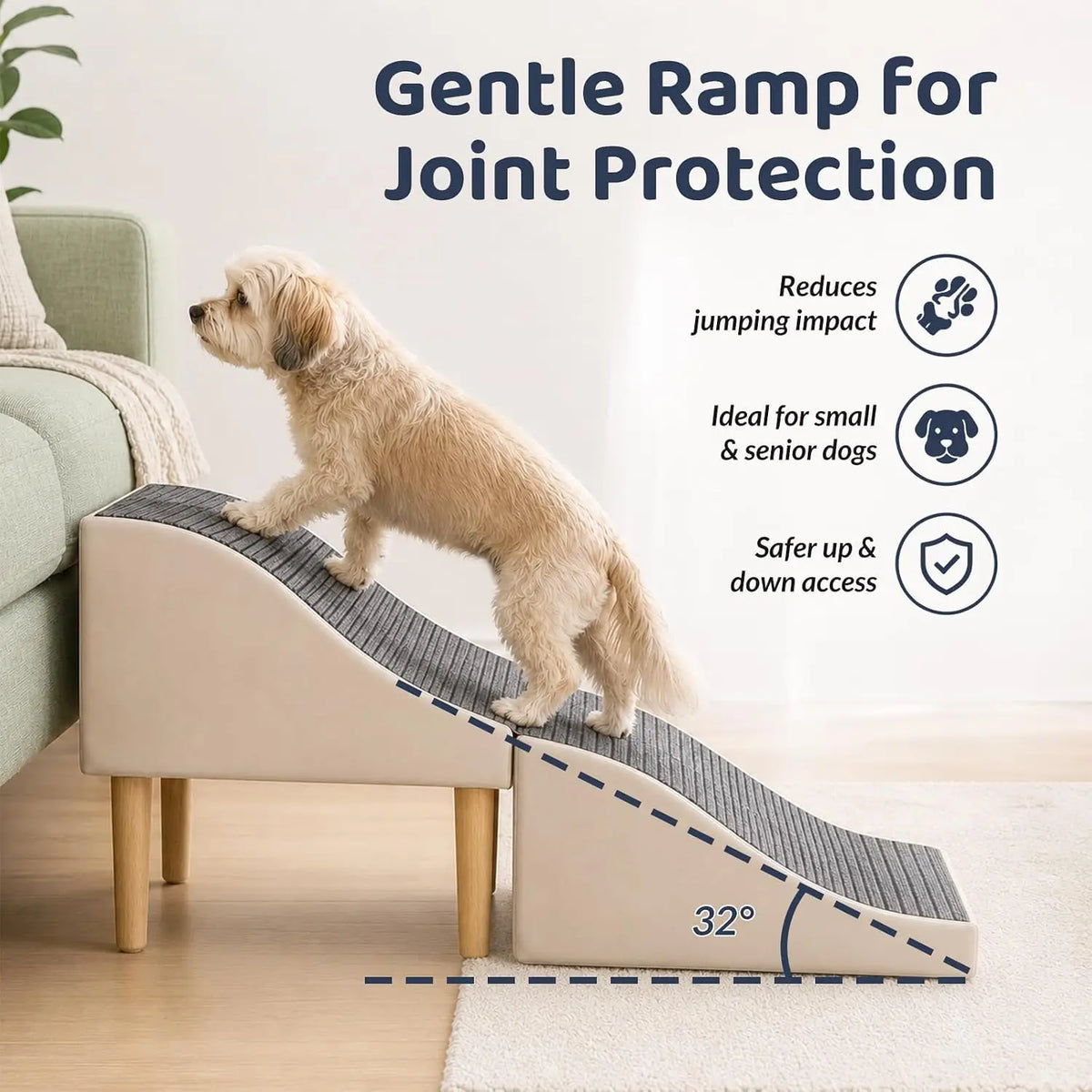 Foldable Pet Ramp Non-Slip Dog Stairs Sofa Climbing Assistance for Bed & Car Footrest Stool for Small Breed Cats and Dogs