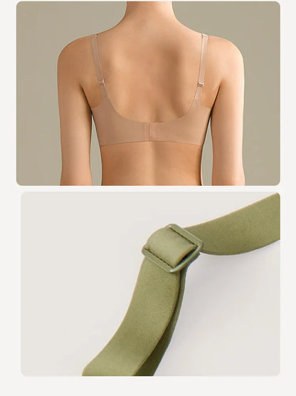 SUJIIN Sexy Seamless Wireless Bras for Women Push Up Padded Soft Support Invisible Lift V Neck Bralette Smooth Bra Female MX208
