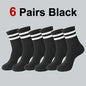 6/10/20 Pairs Men Women Striped Round Neck Socks Spring Autumn Breathable Odor Proof Sweat Absorbing All-Season Casual Socks