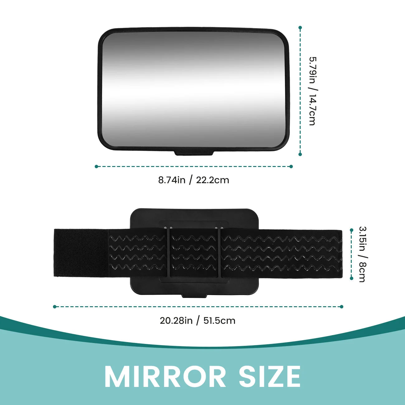 Baby Car Mirror, Shatterproof Rearview Safety Monitor for Infant, Universal Fit for Car Headrests with Non-Slip Strap