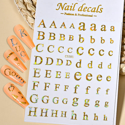 3D Glittery Gothic Letter Design Nail Art Stickers Uppercase Alphabet Letters Artistic Designs DIY Nail Art Decals Decoration #1