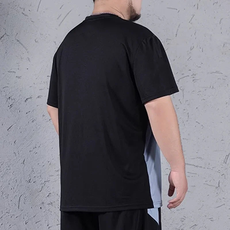 1pc/2pcs Summer Men's Quick Dry T-shirt Shorts Plus Size Short-sleeve Tee Sport Set Casual Shirt Elastic Waist Pant Male Clothes