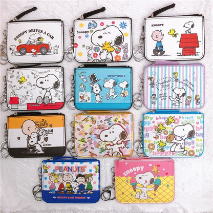 Snoopy Coin Purses Charlie Brown Cute Wallet Women Leisure Woodstock Zipper Card Holder Coin Pouch Lady Cases Giirls