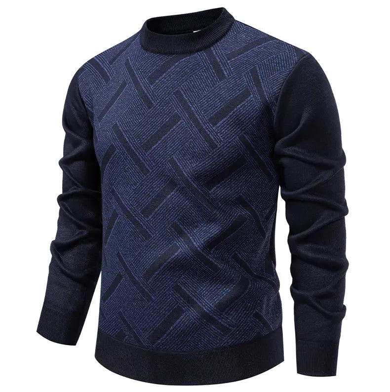 New Sweater Men Casual Knitted Pullover Solid Color Warm Regular Fit Round Neck Sweater Pullovers Mens Sweatwear