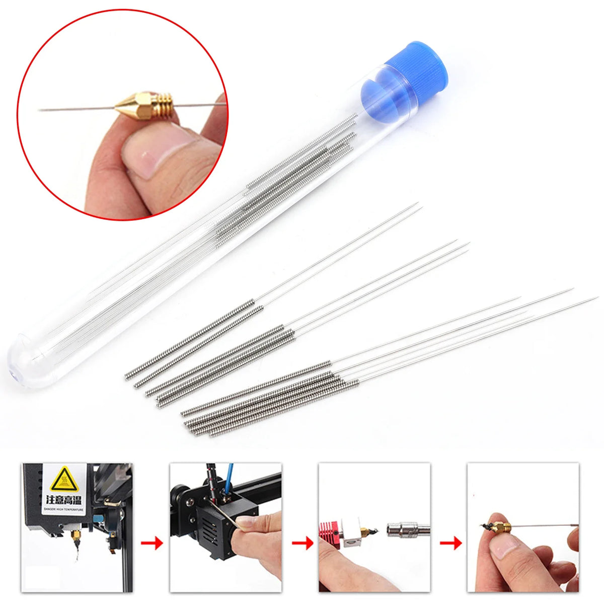 Stainless Steel Wiper Nozzle Cleaning Kit for Unclog Car Glass 3D Printer JetsGas Stoves Shower Heads Cleaning Needle Set