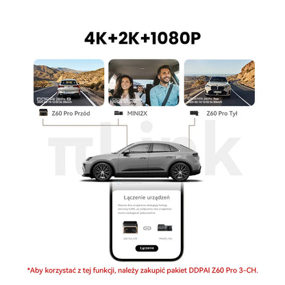 DDPAI 4K Dash Cam Z60 Pro HDR Support Front and Rear Interior Car Camera SONY STARVIS2 678 Sensor 5GHz Wi-Fi GPS ADAS 4G Car DVR