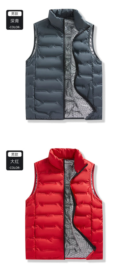 80% White Duck Down Men's Winter Vest Sleeveless Puffer Jacket Graphene Liner Stand Collar Warm Down Gilet Coats Big Size 6XL