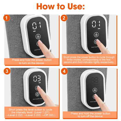 Eletric 360° Air Pressure Calf Massager Wireless Leg Massage 3 Mode Airbag Compresstion Relax Foot Calf Muscle Blood Circulation