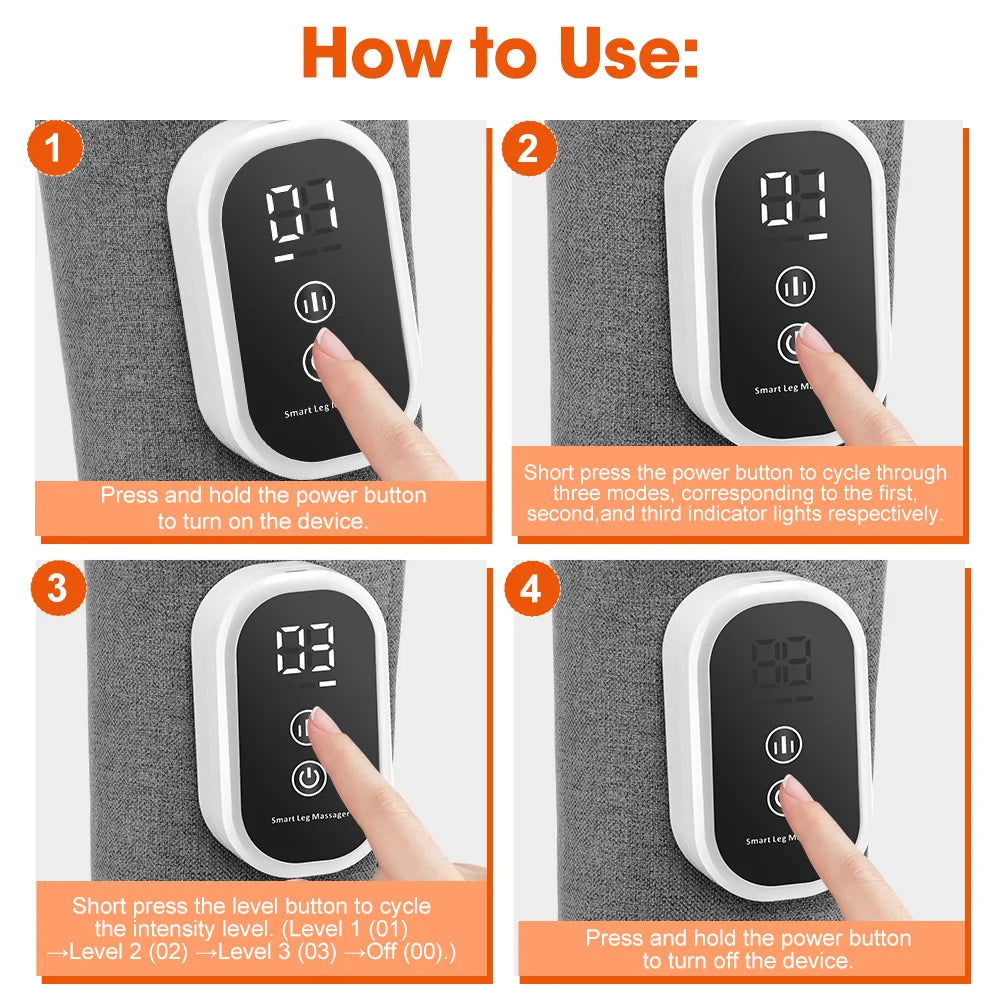 Eletric 360° Air Pressure Calf Massager Wireless Leg Massage 3 Mode Airbag Compresstion Relax Foot Calf Muscle Relieve Fatigue