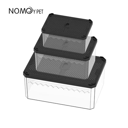NOMOY Magnetic Sliding Lid Reptile Enclosure - Dual Opening Critter Cage for Crested Geckos, Frogs, Lizards, Snakes & Silkworms