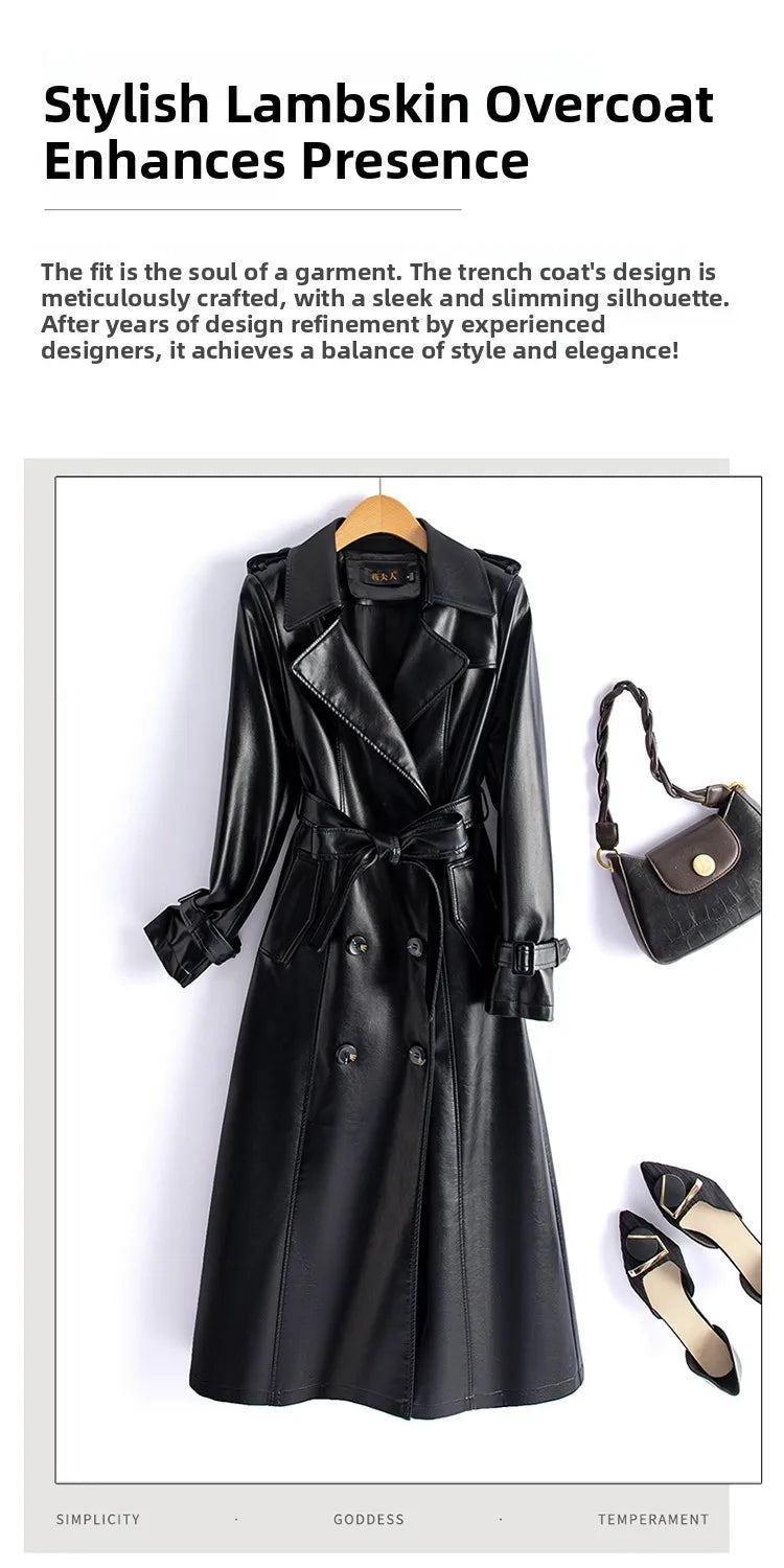 Real Leather Sheepskin Coat Women's Mid-Length Stylish Slimming Autumn Winter New Korean Style Coat Over-Knee Outerwear
