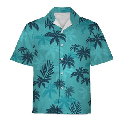 2026 Summer New Hawaii Fashion Vacation Color Printed Casual Collar Short Sleeved Shirt for Men