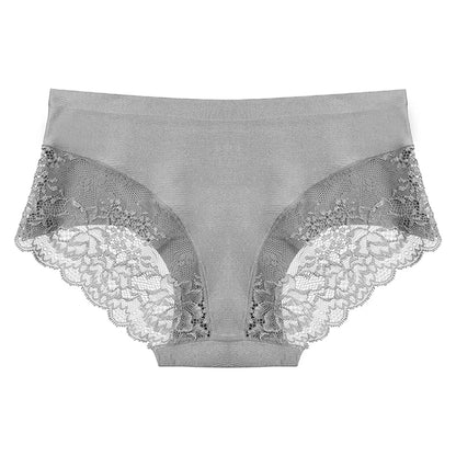 3pcs Lace Women's Panties French Seamless Underwear Female Ice Silk Briefs Solid Color Breathable Underpants Lingerie