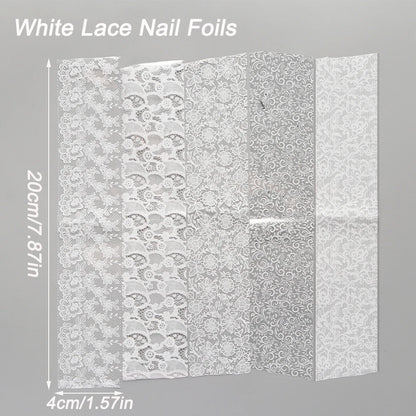 10pcs Elegant Black White Lace Flowers Nail Transfer Foils Stickers Black And White Sexy Lace DIY Charms Nail Art Decoration