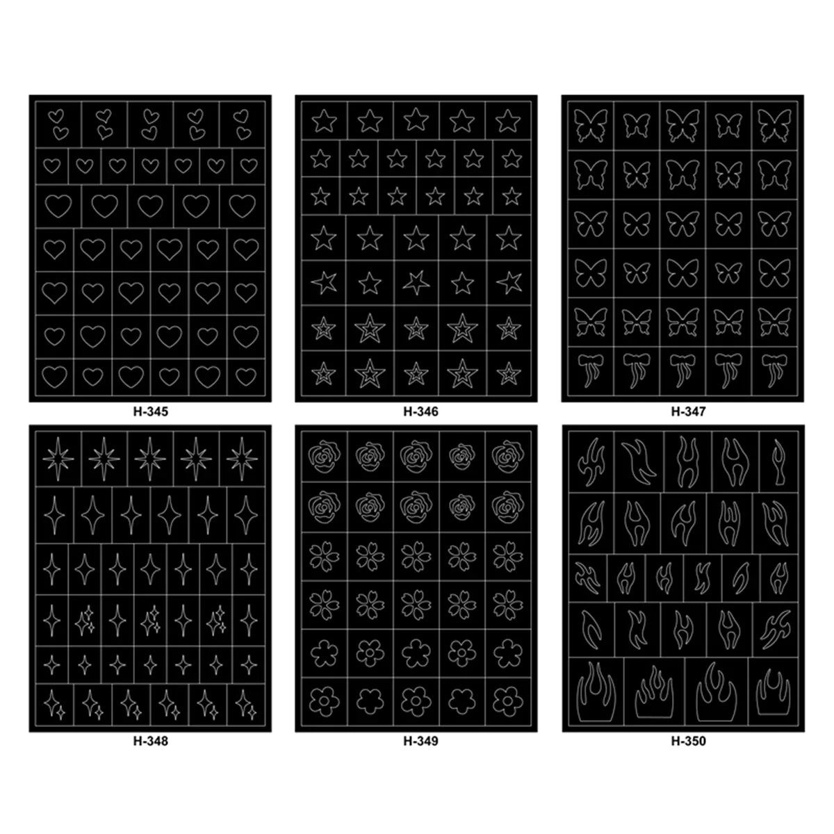 Hollow Nail Art Stickers Spray Painted Design Love Butterfly French Pattern Nail Accessories Decorative Decals