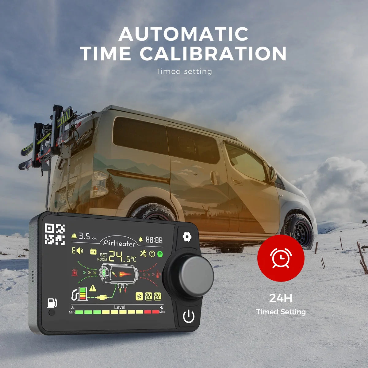 Sunster 12V/24V 8KW Diesel Air Heater Bluetooth APP Night Heater All-in-One with Remote Control Parking Air Heater for Car RV