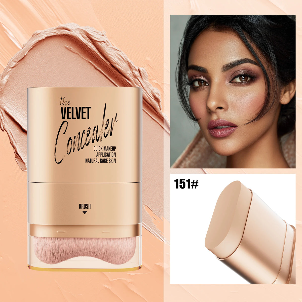 2-in-1 Concealer and Foundation Stick, Covers Dark Circles, Waterproof and Sweat-Resistant, Creates Flawless-Looking Makeup