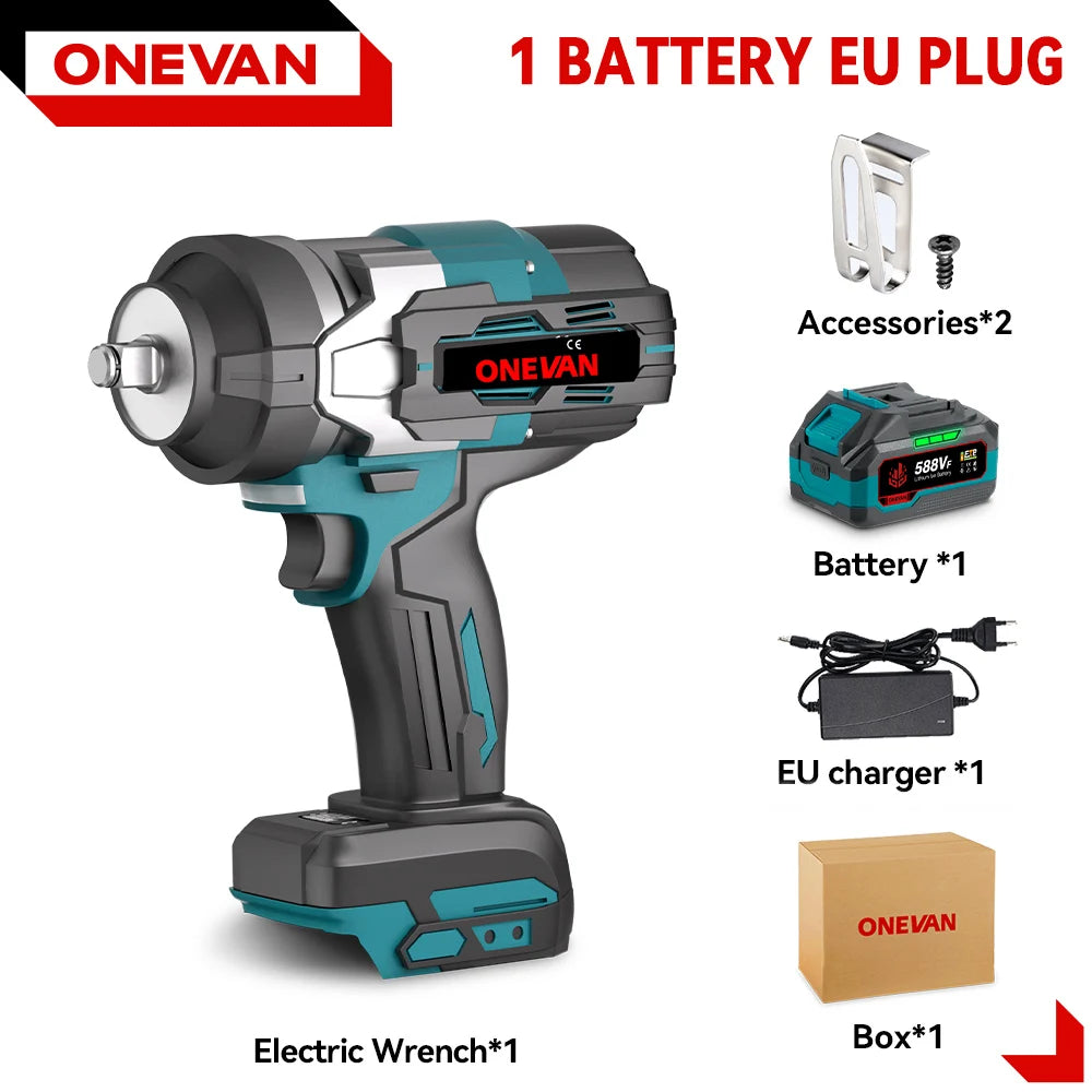 ONEVAN 2800N.M Brushless Cordless Electric Impact Wrench High Torque Screwdriver Drill Power Tool For Makita 18V Battery Pin