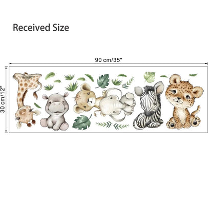 Cute Forest Animals Wall Stickers for Kids Rooms Children Boys Girls Baby Room Decoration Nursery Wallpaper Vinyl Elephant Lion
