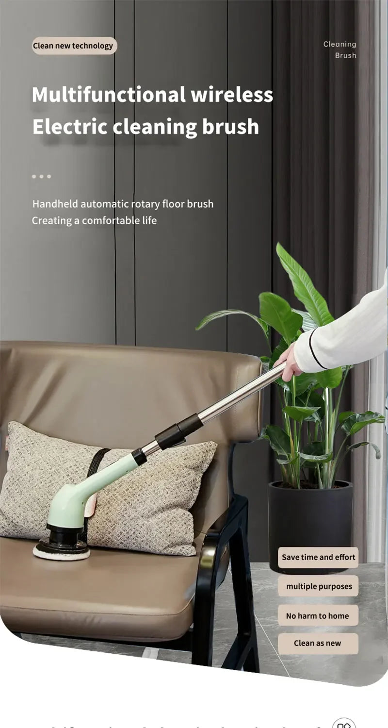 9-in-1 Wireless Rotating Electric Cleaning Brush - Household Multi-scene Scrubber for Bathroom, Kitchen & Toilet Deep Cleaning