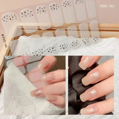 1PC Gel Nail Sticker Patch Slider Flower Gradient Color Back Glue Full Cover Waterproof Gel Nail Sticker UV Lamp Curing Manicur
