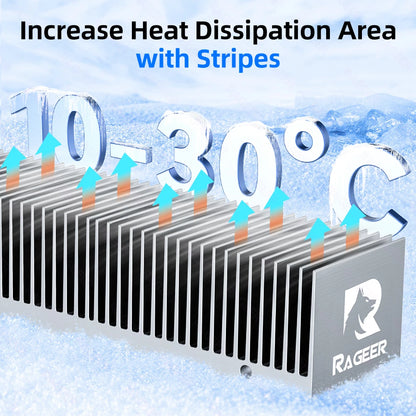 RAGEER M.2 SSD Cooler, Heavy Duty Aluminum Convection Heat Sink, NVME NGFF Cooler, Passive Heat Sink with 38 Fins - FrostBlade 1