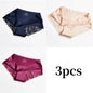 3pcs Lace Women's Panties French Seamless Underwear Female Ice Silk Briefs Solid Color Breathable Underpants Lingerie