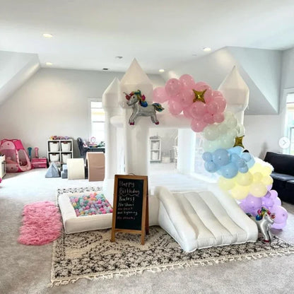 White Wedding Inflatable Bounce House With Slide Bouncy Castle  Jumping Party Game Trampoline With UL Blower Outdoor