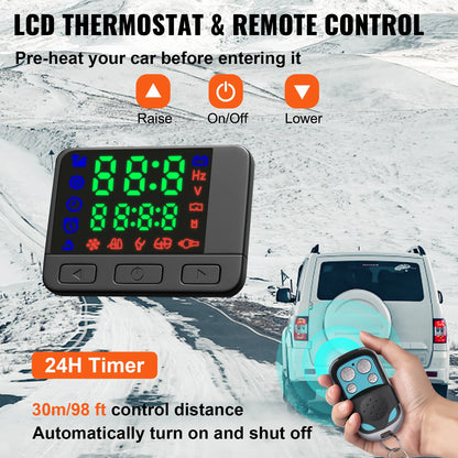 SucceBuy 2KW Diesel Air Heater 12V Diesel heater Parking heater with Silencer Car Heater with LCD switch for Car Bus RV Truck