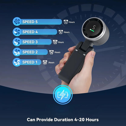Portable Handheld Turbo Fan, 5 Gear Wind, USB-C Rechargeable Fan, Up to 10 Working Hours, 3 IN 1 Hand Fans with Air Turbo Tech