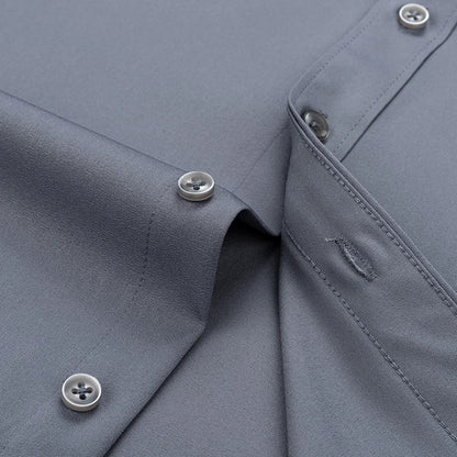 New Men's Solid Color Business Shirt Formal Fashion Thin Classic Basic Casual Slim White Long Sleeve Social Shirt Men Clothes