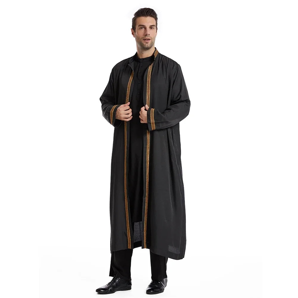Dubai Saudi Muslim Men Open Abaya Kimono Dresses Turkey Eid Ramadan Islamic Kaftan Arabic Long Robe Caftan Jubba Thobe Clothing