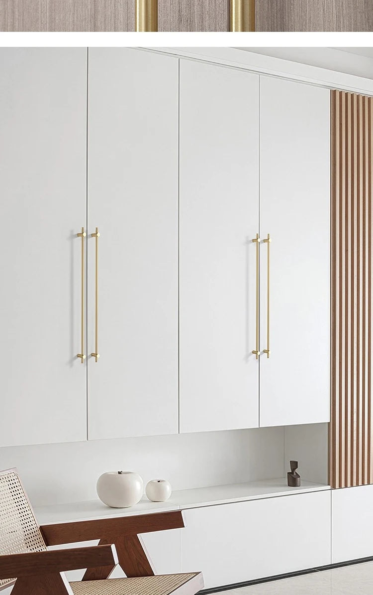 Brass long handle Nordic pure copper modern pulls simple gold light luxury pulls cabinet adjustable long handle cabinet handle