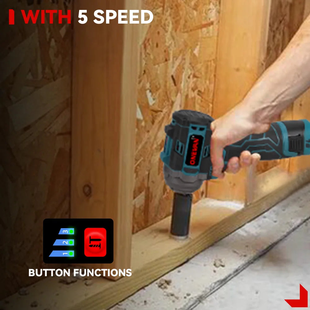 ONEVAN 500N.M Brushless Electric Impact Wrench Handheld Cordless Electric Screwdriver Wrench Power Tool With Lithium-Ion Battery
