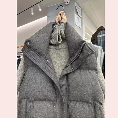 Korea Chic Streetwear Personalized Vest Short Parkas Casual Elegant Waistcoat  Coat  High Street Moda All-match Women Jacket