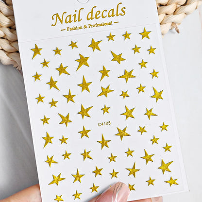 3D Metal Silver Flame Nails Stickers Gold Bronzing Stripe Lines Sliders Design Manicure French Nail Art Decoration Decal #Y2K