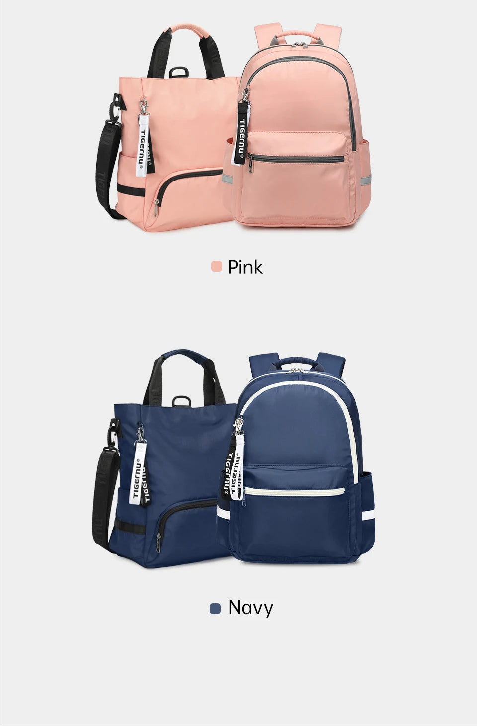 Tigernu New 3 In1 Tote Bag With Zipper For Women Casual School Backpacks Fashion Female Shoulder Bag Light Weight Girls Handbags