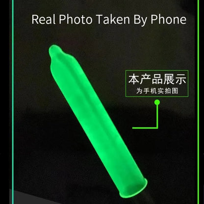 Glowing In The Dark Delayed Ejaculation Condoms For Men Funny Sex Noctilucent Ultra Thick Condom Penis Sleeves Sex Toys Tools